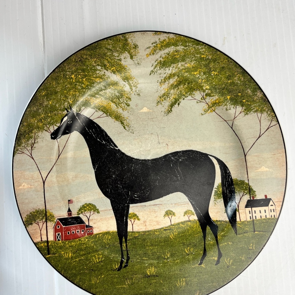 Sakura Warren Kimball Black and Green Horse Plate